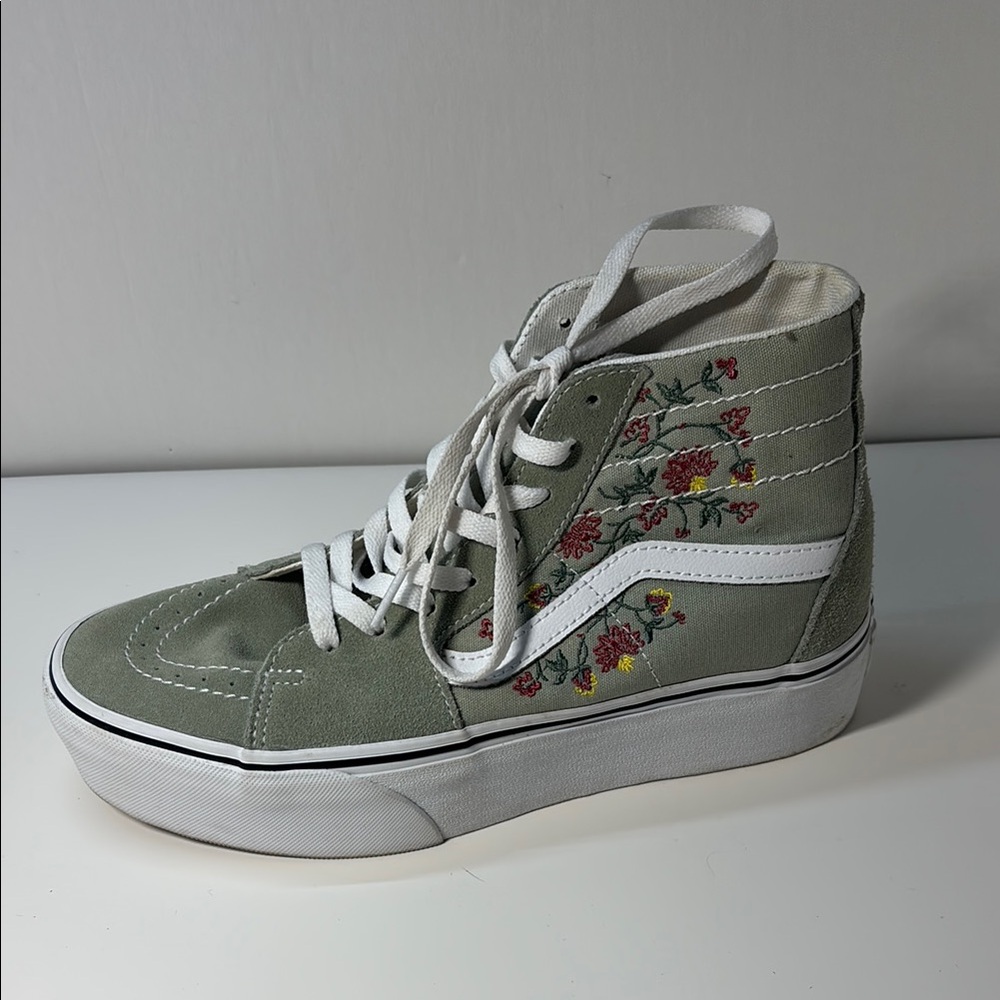 Vans Women's Floral Green High-Top Sneakers